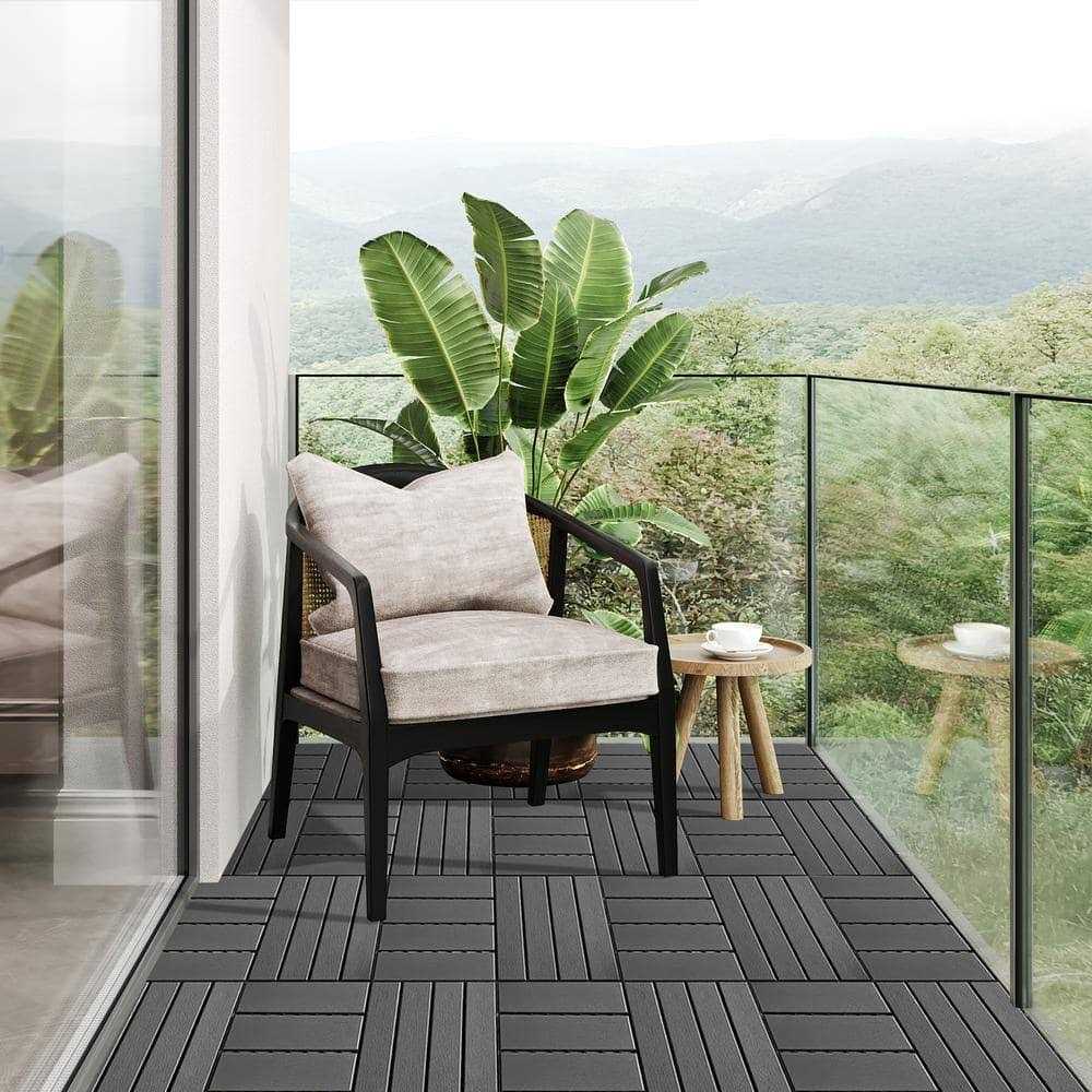 GOGEXX Outdoor Patio Square Plastic Interlocking Flooring Deck Gray - Cheap Fitting