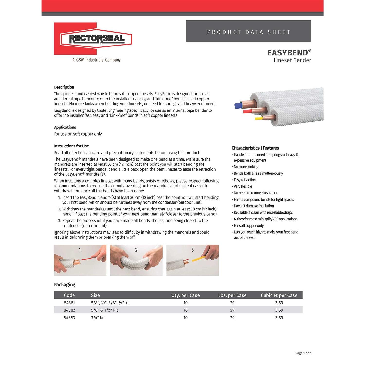 Rectorseal EasyBend Lineset Bender Kit 84381 - Cheap Fitting