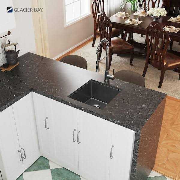 Glacier Bay Gunmetal Gunmetal Black Stainless Steel 17 in. 18-Gauge Single Bowl Undermount Bar Sink - Cheap Fitting