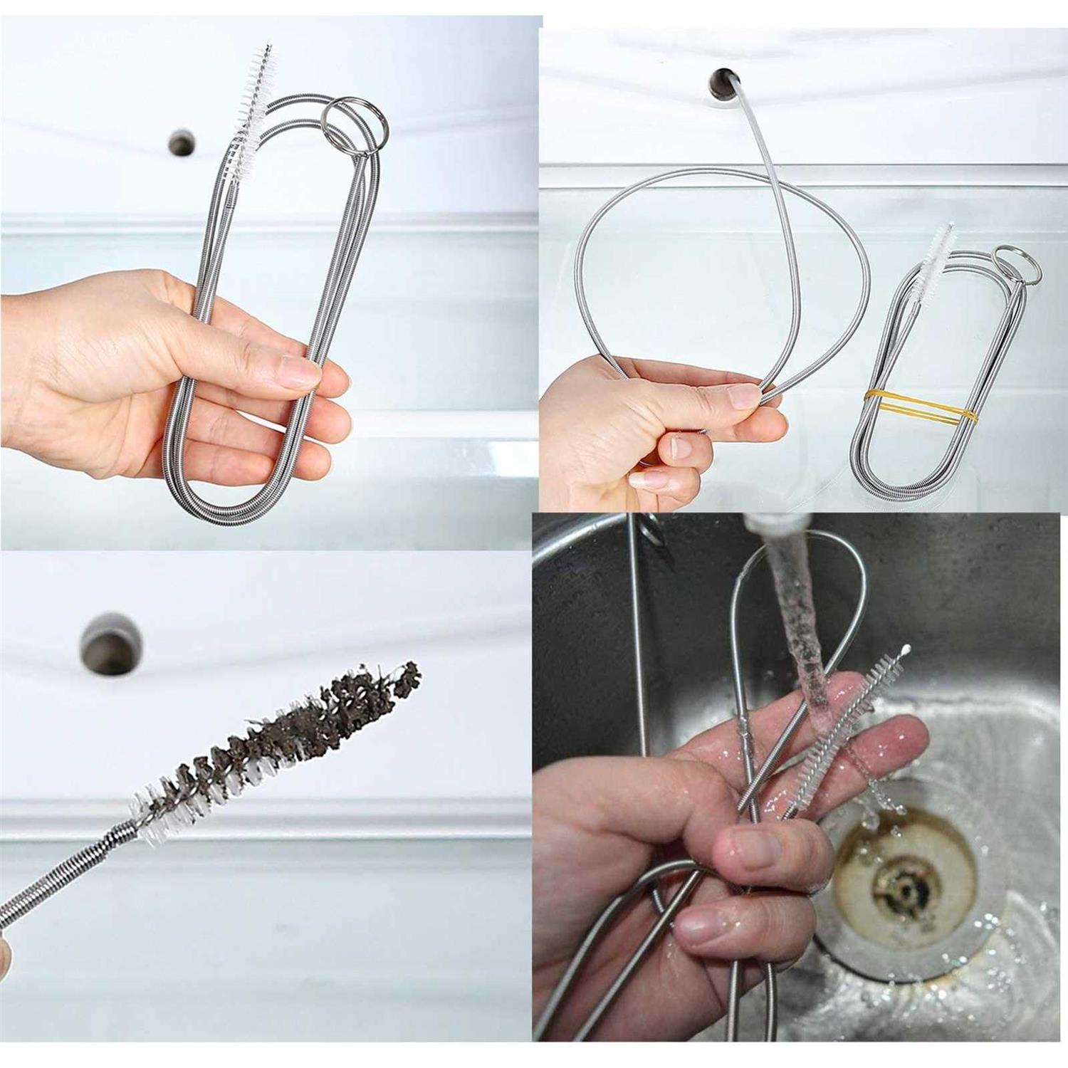Iceyli 2 Pack 60 Inch Long Pipe Cleaner Flexible Tube Cleaning Brush Fridge Cleaning Tool,Stainless Steel Kitchen Drain Tube Cleaning Brushes Sink - Cheap Fitting