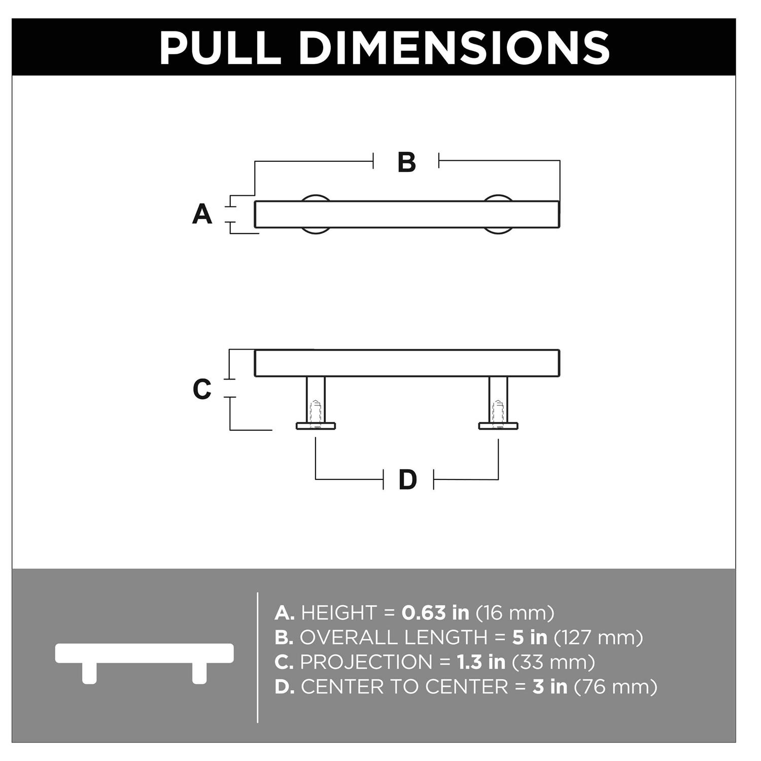 Brainerd Square Bar 3-in Center to Center Matte Black Rectangular Bar Drawer Pulls - Cheap Fitting