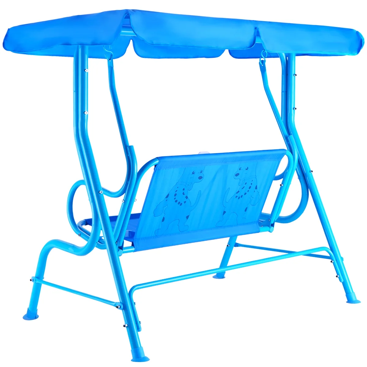 Costway Kids Patio Swing Chair Children Porch Bench Canopy 2 Person Yard Furniture blue - Cheap Fitting