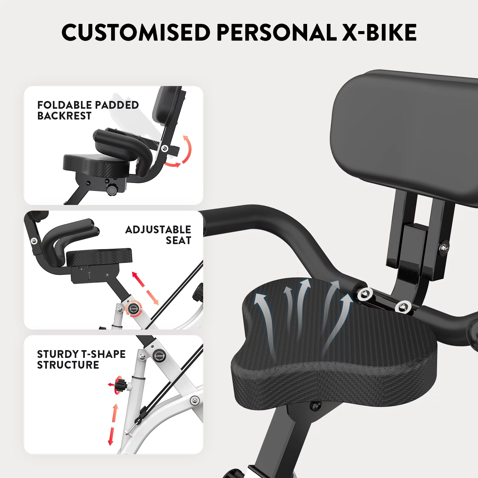 Pooboo 4-in-1 Folding Exercise Bike Indoor 8 Level Adjustable Magnetic Resistance Cycling Bike Stationary X-Bike Gym Workout 300lb - Cheap Fitting