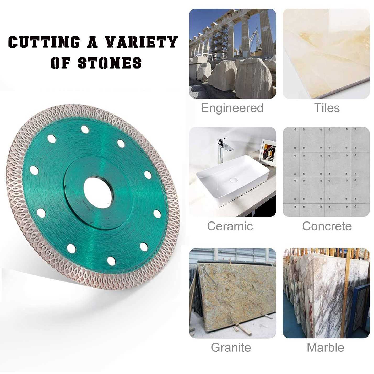 Supper Thin 7” inch Diamond Saw Blade 7” Wet and Dry Cutting Disc Wheel for Cutting Porcelain Tiles Granite Marble Ceramics Works with Angle Grinder - Cheap Fitting