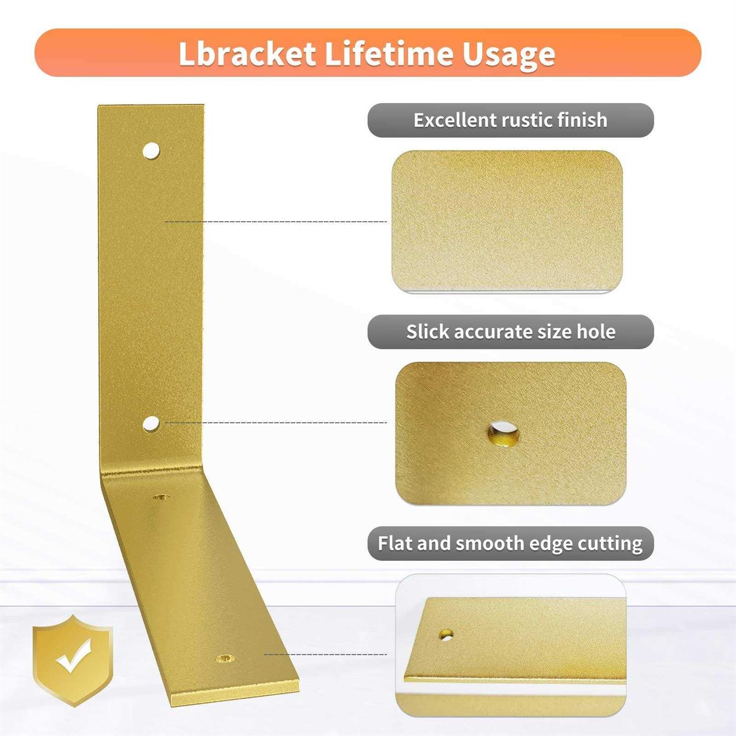 Sanbeeto L Shelf Brackets Gold Heavy Duty Iron Shelf Brackets - Cheap Fitting