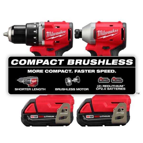 Milwaukee M18 18V Lithium-Ion Brushless Cordless Compact Drill/Impact Combo Kit - Cheap Fitting