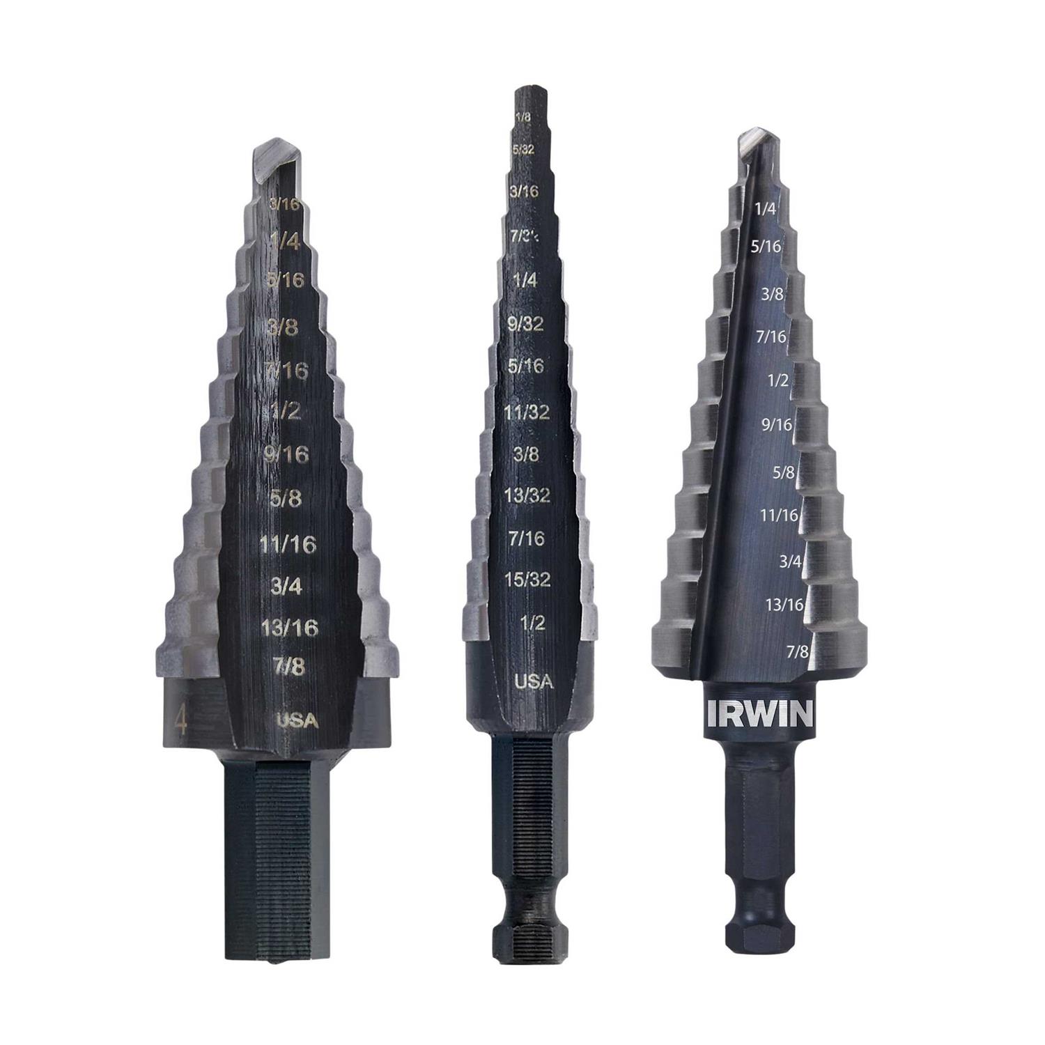 Irwin Unibit 3-Piece Set Step Drill Bit Set IWAS15504DF - Cheap Fitting