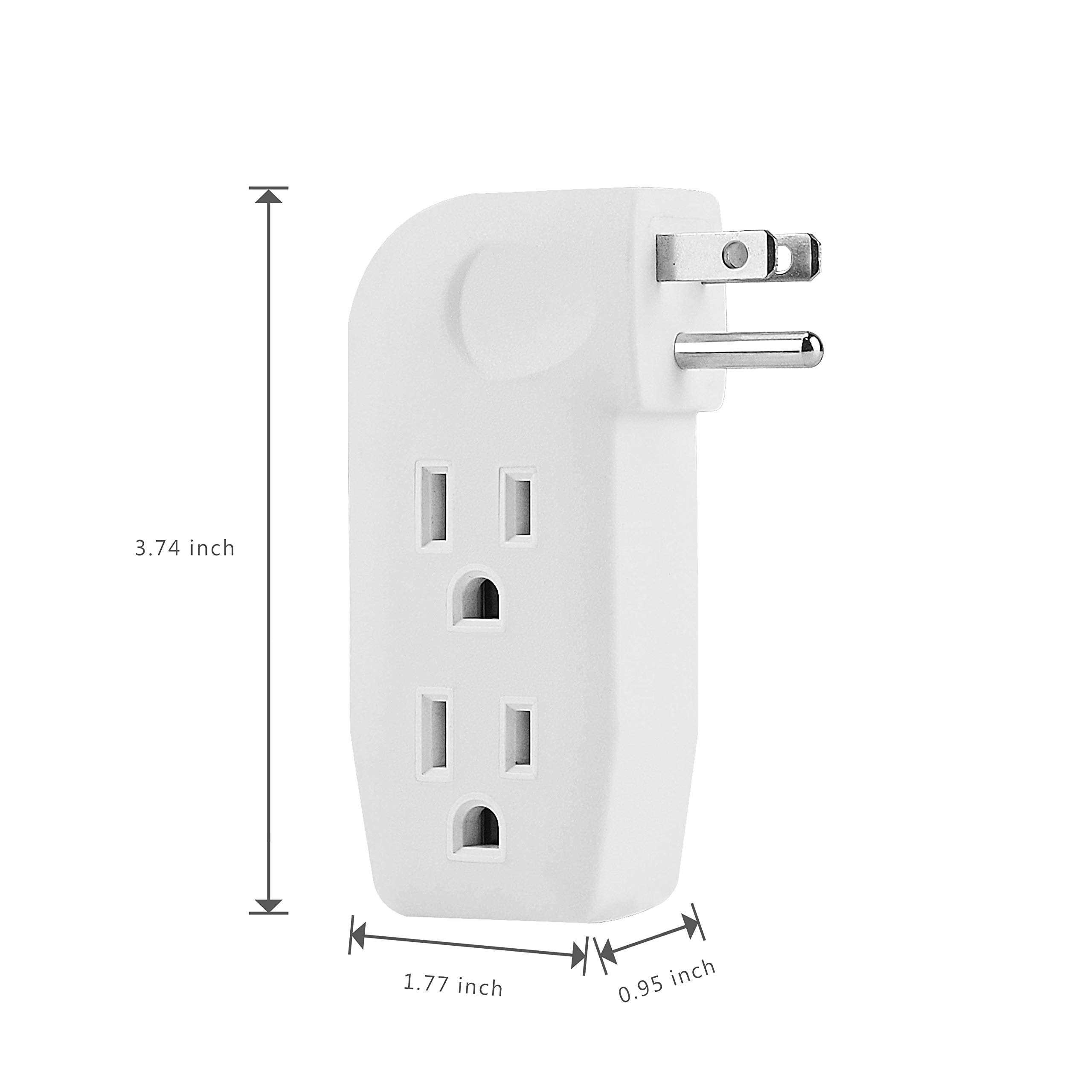 3 Way Outlet Vertical Wall Tap Splitter Adapter with 3 Prong Plug for Behind Furniture - Cheap Fitting