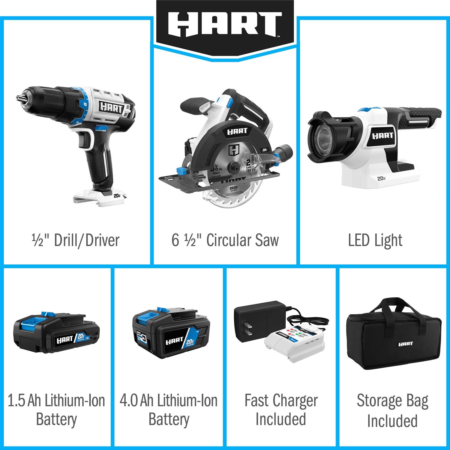Hart 3-Tool 20-Volt Cordless Combo Kit with and 16-inch Storage Bag - Cheap Fitting