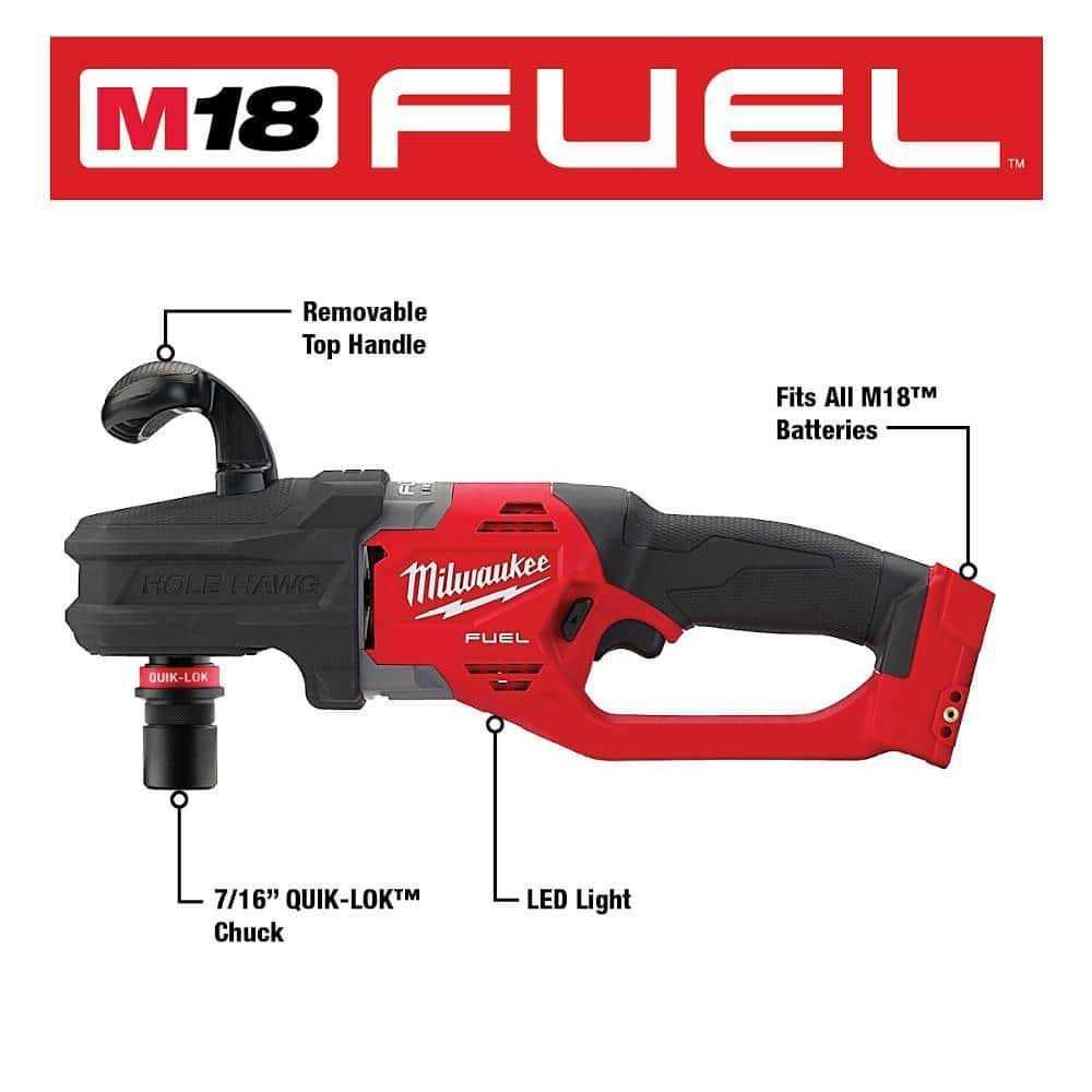 Milwaukee M18 FUEL Lithium-Ion Brushless Cordless Hole Hawg 7/16 in. Right Angle Drill with Quick-Lok - Cheap Fitting