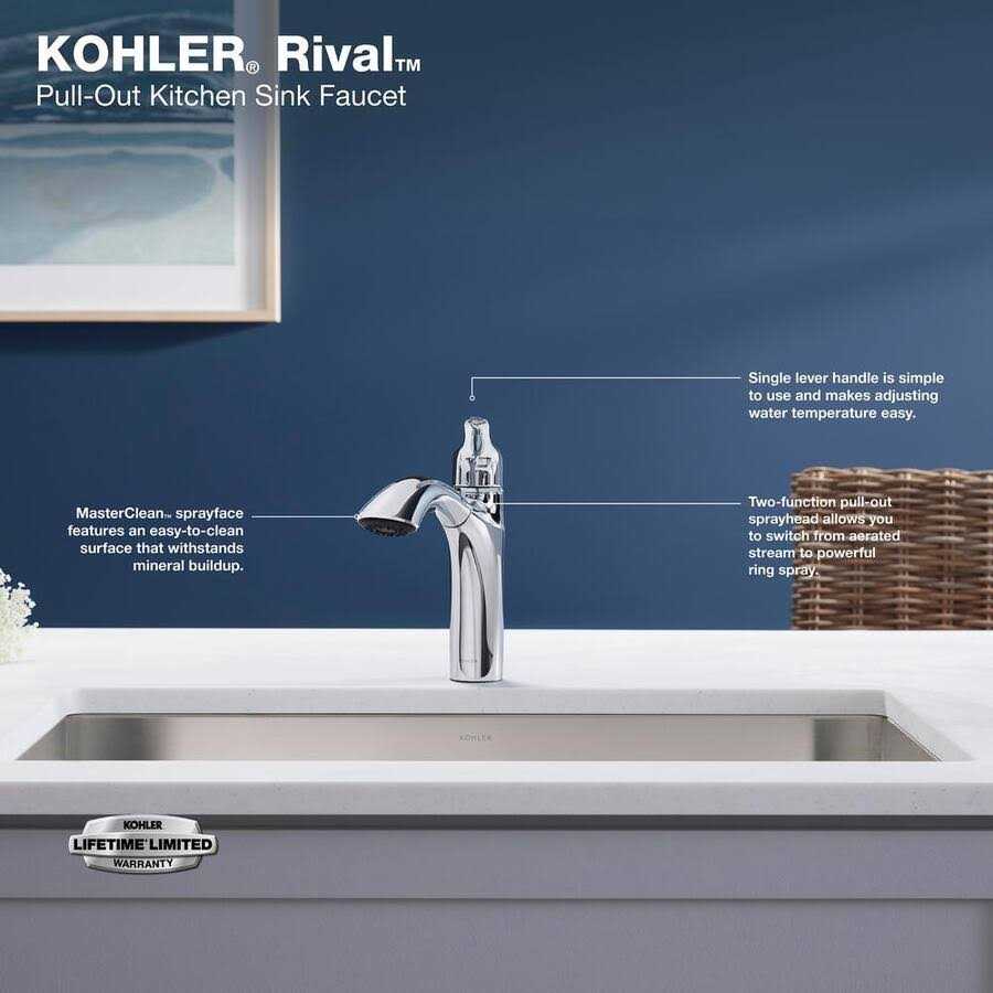 KOHLER Rival Pull-Out Kitchen sink Faucet with two-function sprayhead - Cheap Fitting