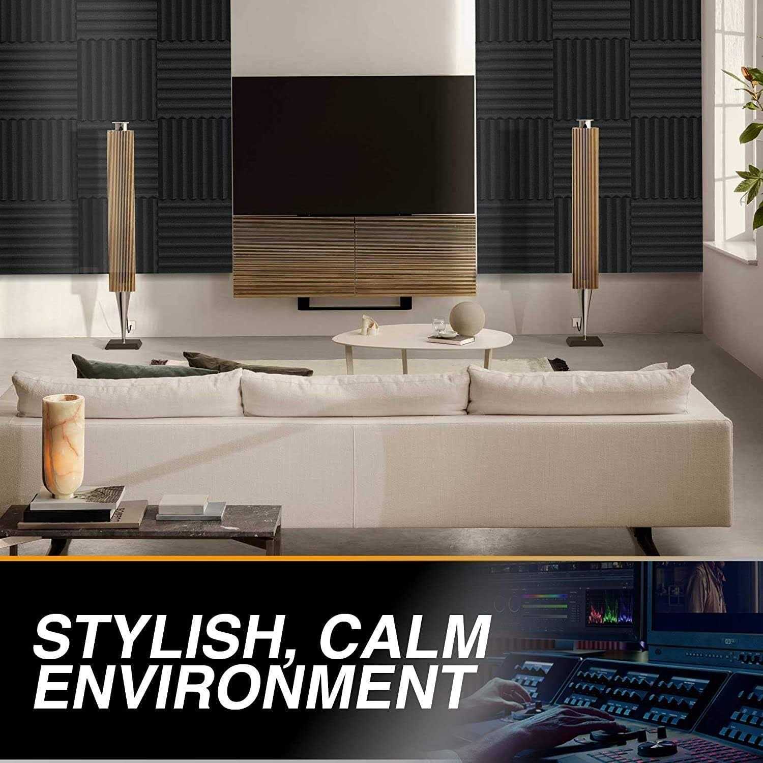 52 Pack Acoustic Panels 1 X 12 X 12 Inches - Cheap Fitting