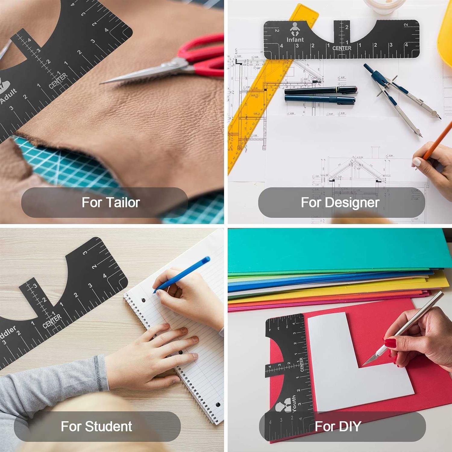 WKKLQ T-Shirt Ruler Guide Alignment Tool-Foldable Tshirt Alignment Tool to Center Designs T-Shirt for Adult Youth Toddler Infant - Cheap Fitting