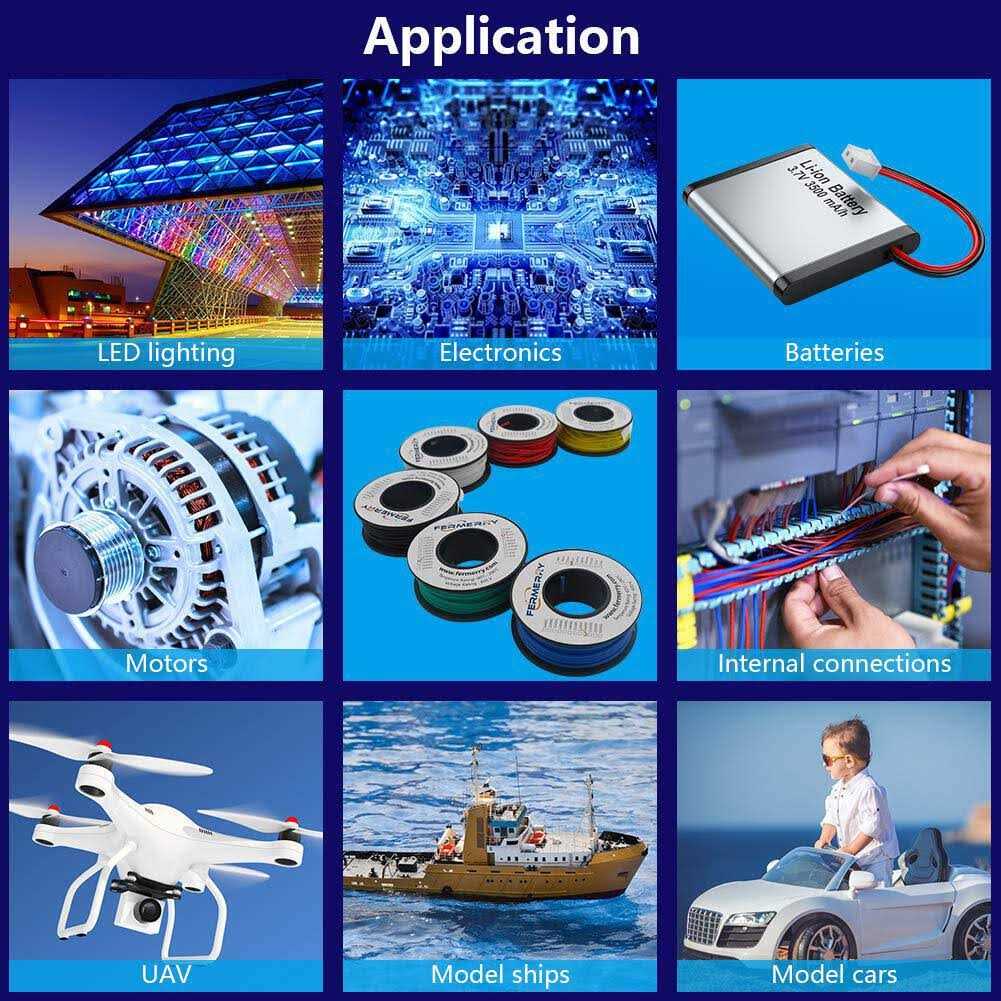 Gauge Wire Electrical Silicone Stranded Wire Kit 6 Colors awg Hook up Tinned Copper from Fermerry - Cheap Fitting