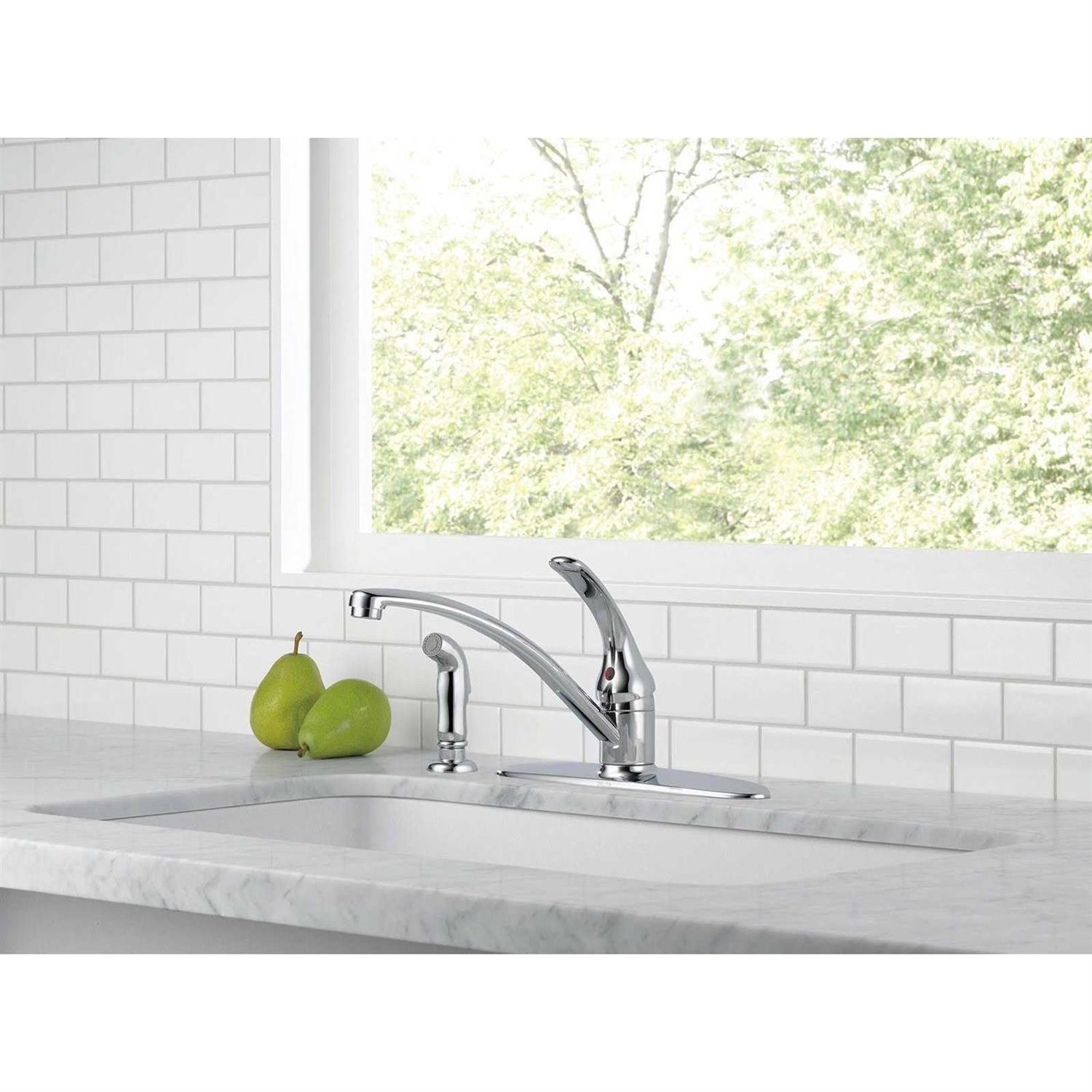 Delta Foundations Single Handle Kitchen Faucet with Spray - Cheap Fitting