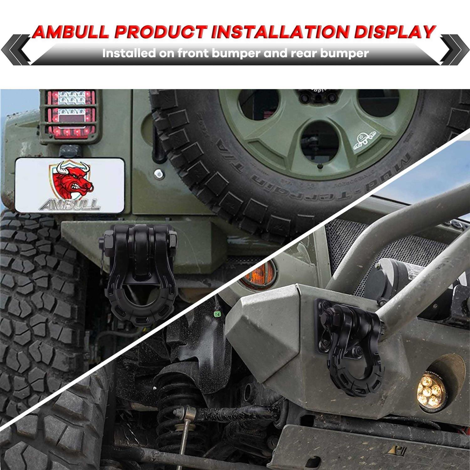 AMBULL 2 Pack D-Ring Shackles Mount with Backer Plate	AMBULL 2 Pack D-Ring Shackles Mount with Backer Plate - Cheap Fitting