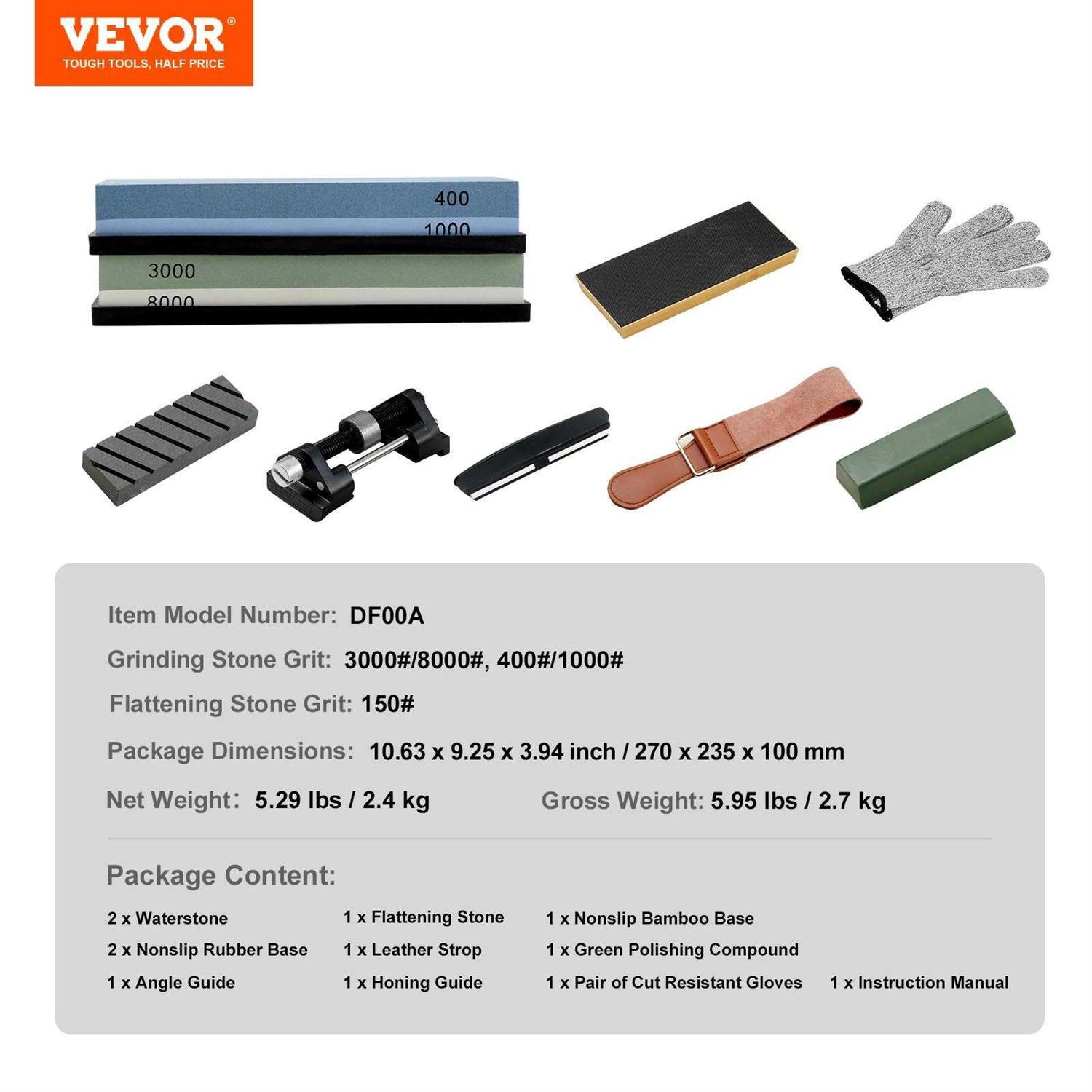 VEVOR Whetstone Knife Sharpening Kit 2 Dual-Sided Grit Whetstones 400/1000 3000/8000 - Cheap Fitting