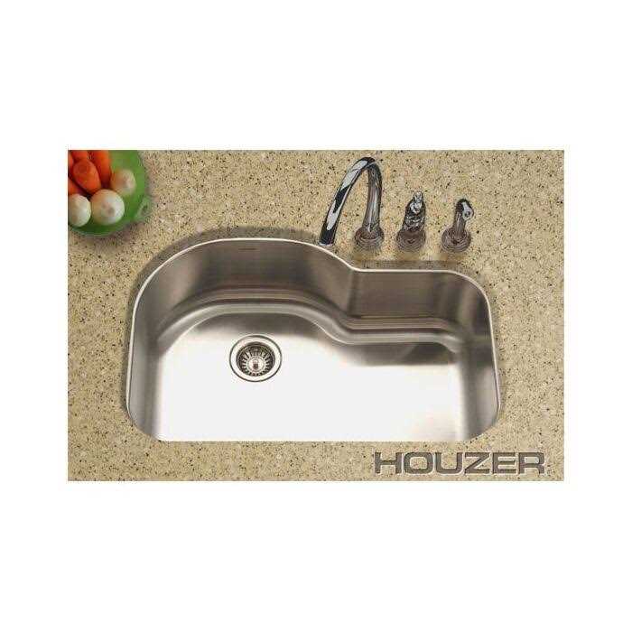 Houzer MH-3200-1 Medallion Undermount Single Bowl Kitchen Sink Stainless Steel - Cheap Fitting