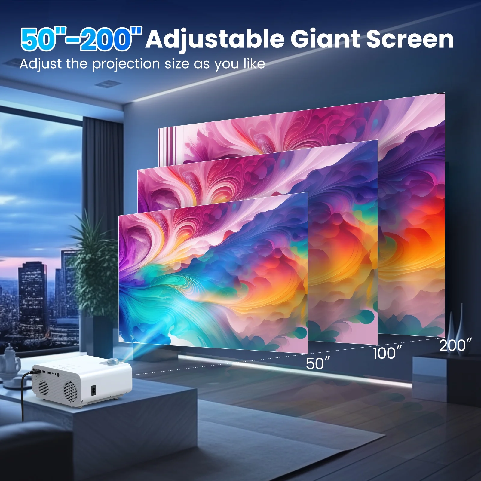 5G WiFi Bluetooth Projector, 8500L Native 1080P Projector with 100