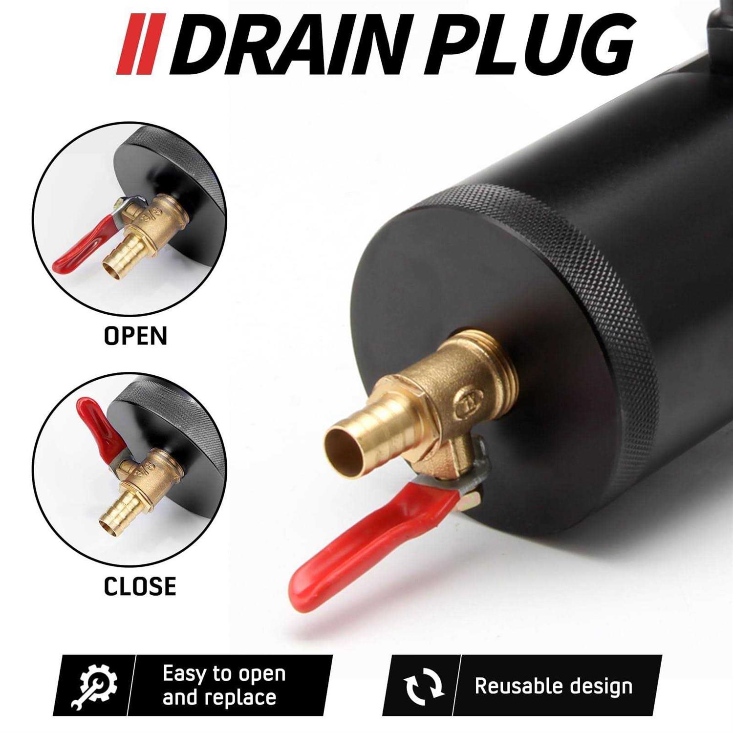 WENJTP Oil Catch Can Kit with 4 Adapters + Breather Filter Drain Valve Plug 2 Ports 150ml Universal Aluminum Baffled Oil Reservoir - Cheap Fitting