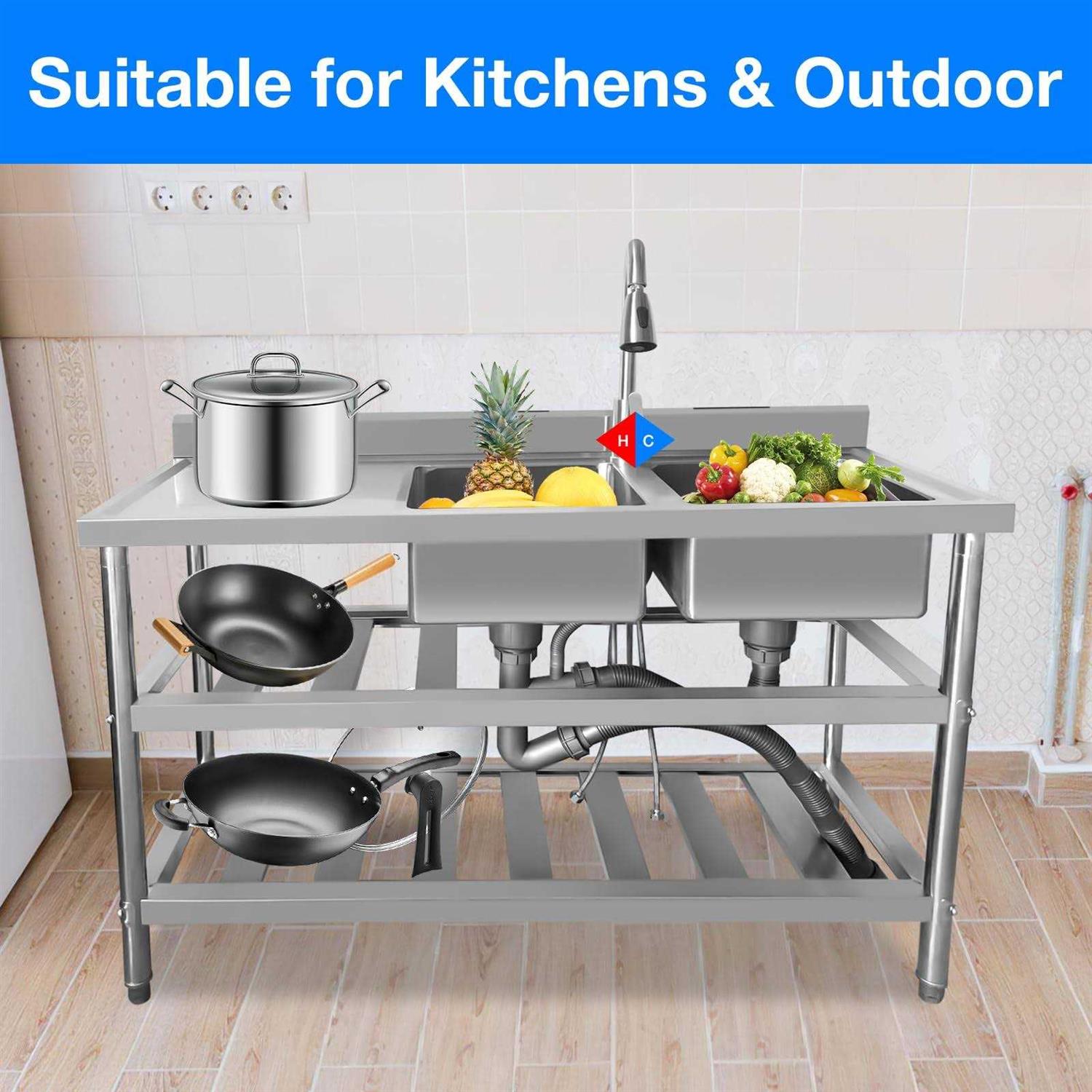 BAVIEN Duyvisteil Commercial Restaurant Sink Stainless Steel Utility Sink Free-standing Kitchen Sink - Cheap Fitting