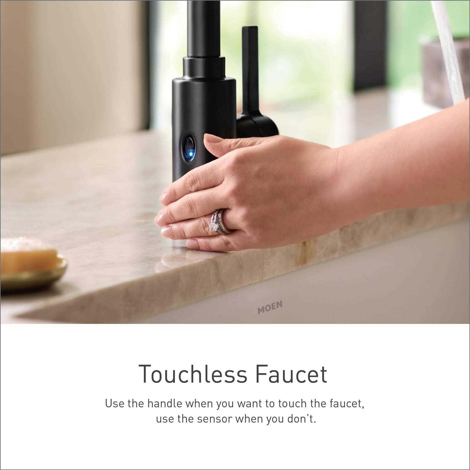 Moen 87233EWBL Adler MotionSense Wave Single Handle Pulldown Kitchen Faucet with Power Clean Technology Finish - Cheap Fitting