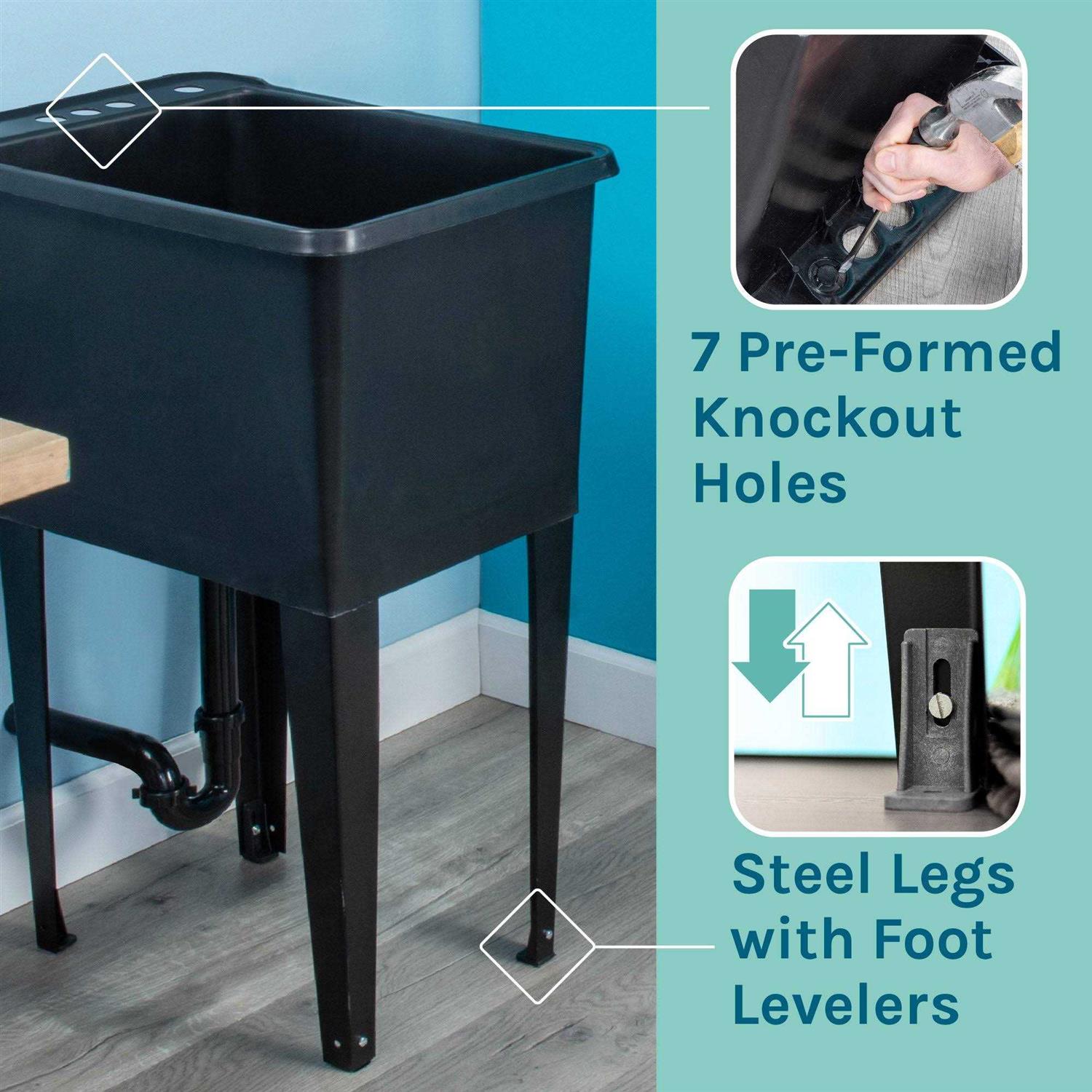 Tehila Space Saver 16-Gallon Black Utility Sink Faucet - Cheap Fitting