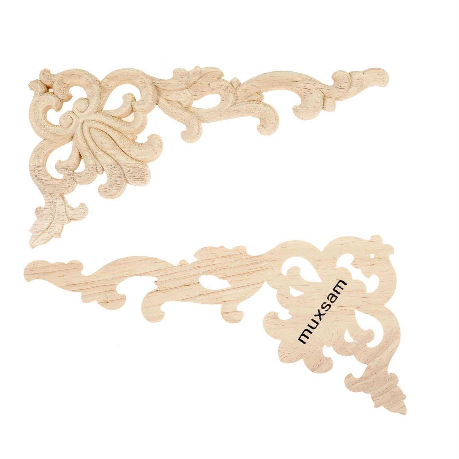 Muxsam 2-pair Wood Carved Onlays 20x10cm/7.87×3.94 Left&right Decorated Furniture Appliques - Cheap Fitting