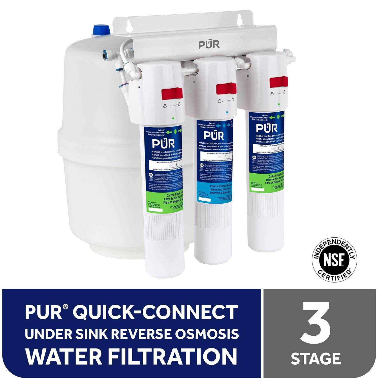 PUR 3-Stage Under Sink Quick-Connect Reverse Osmosis Water Filtration System PQC3RO - Cheap Fitting