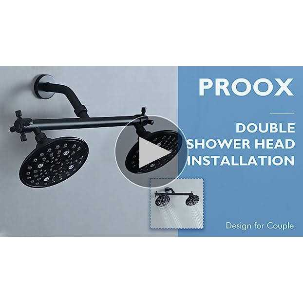 Proox Double Shower Head with Built-in Valve, High Pressure 6 Setting Dual Shower Head Design for Couple on Walk-in Bathroom or Single on Bathtub - Cheap Fitting