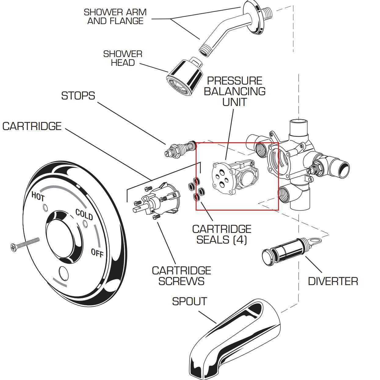 American Standard 077171-0070A Pressure Balancing Unit - Cheap Fitting
