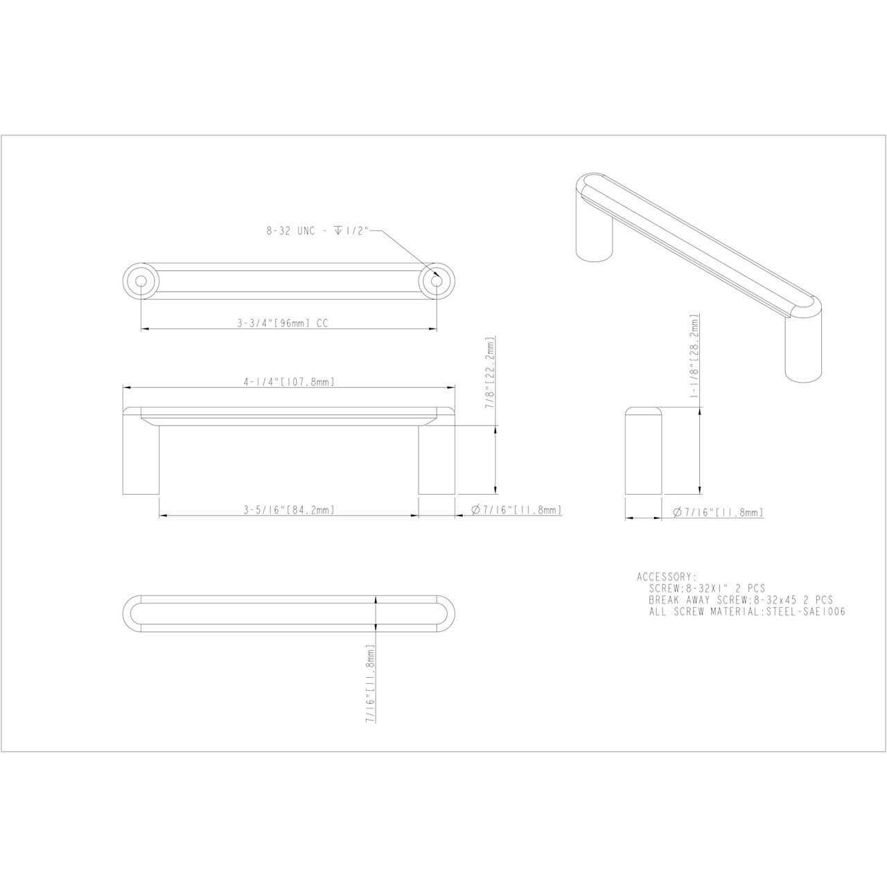 Elements Gibson Cabinet Pull 105-96SBZ - Cheap Fitting