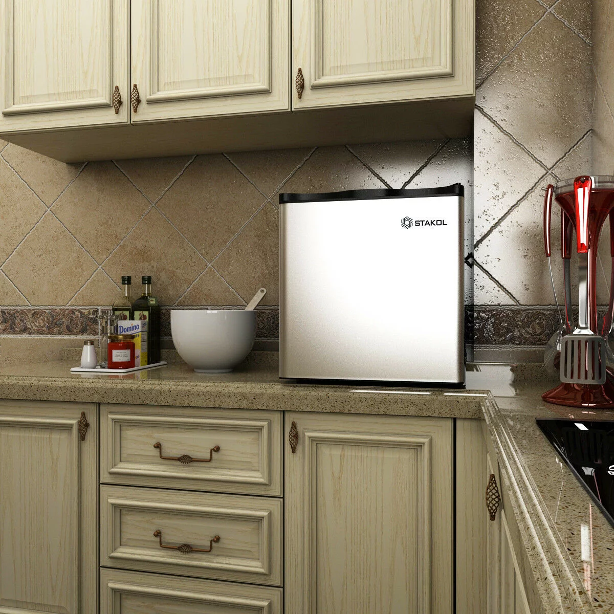 STAKOL 1.1 cu.ft. Compact Single Door Mini Upright Freezer w/Stainless Steel Door Dorm - Cheap Fitting