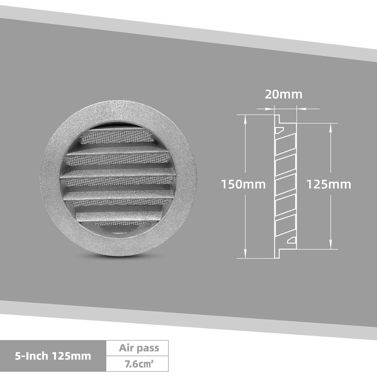FRESH SPEED Grey Round Metal Dryer Vent Cover Flat Louver Mesh - Cheap Fitting