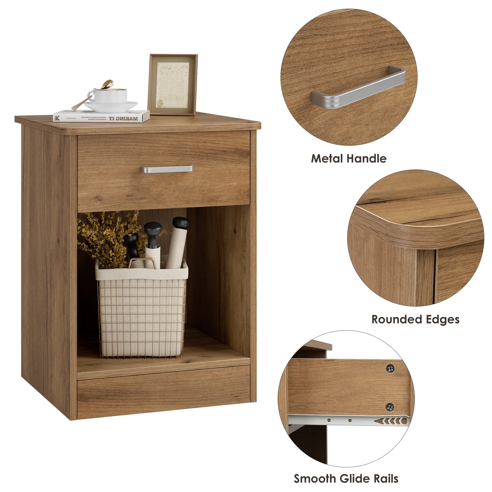 Homfa 2 Tier Nightstand with Drawer, End Table Sofa Side Table for Bedroom Living Room, White - Cheap Fitting