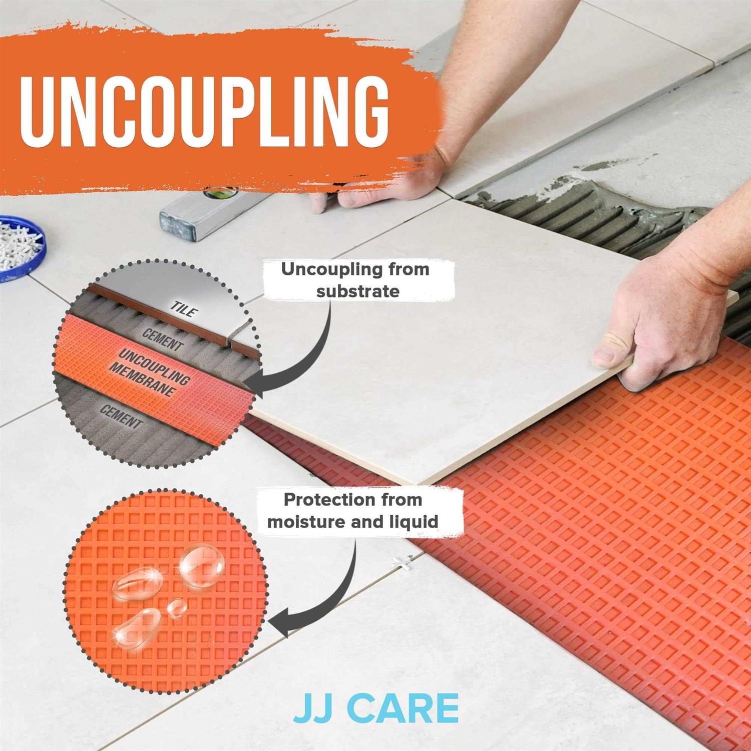 JJ CARE Uncoupling Membrane 1/8 Underlayment Anti-Fracture Tile Underlayment Roll - Cheap Fitting