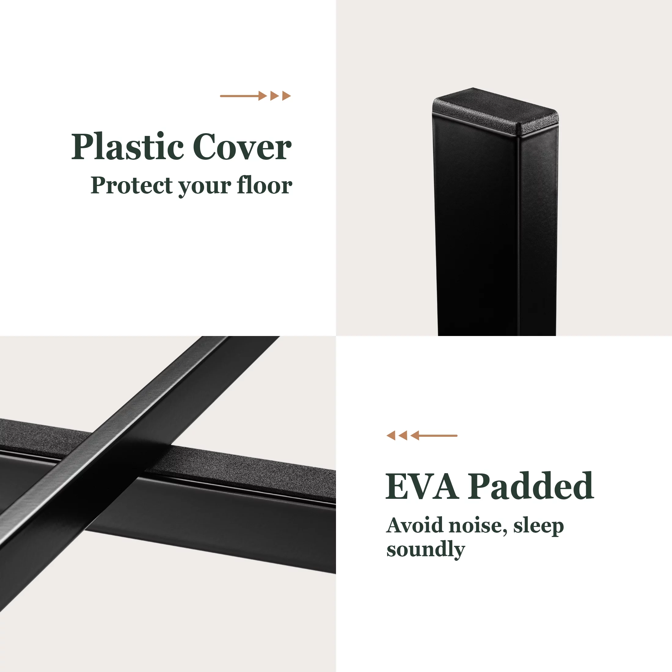 Amolife Twin Size Metal Bed Frame with Upholstered Headboard, Dark Grey - Cheap Fitting