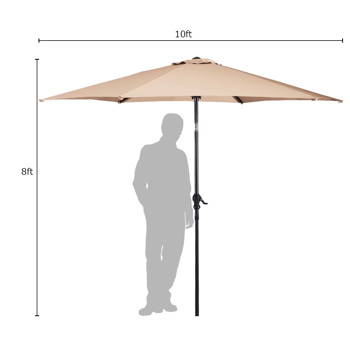 Costway 10FT Patio Umbrella 6 Ribs Market Steel Tilt W/Crank Outdoor Garden Beige - Cheap Fitting