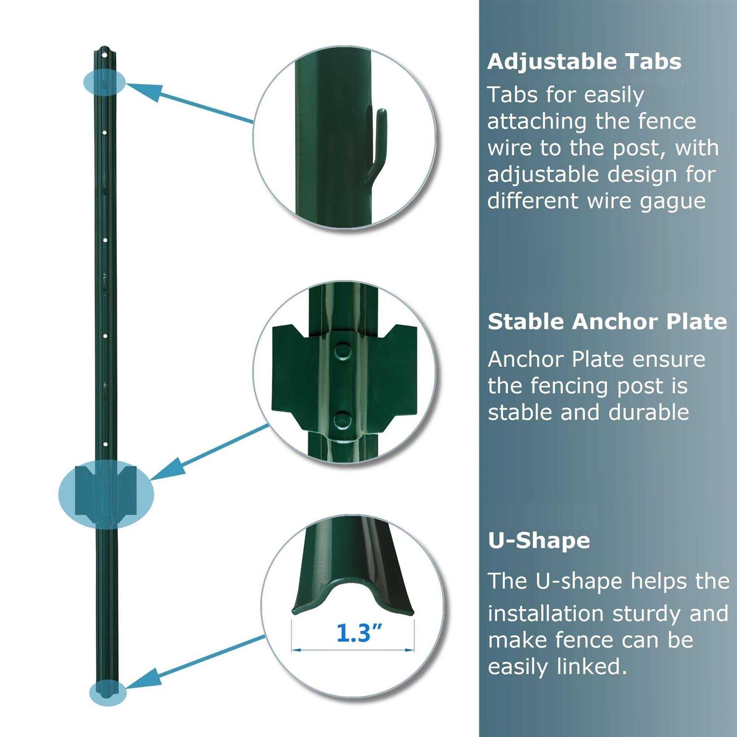 MTB Sturdy Duty Fence Post U Post 5 Feet - Cheap Fitting