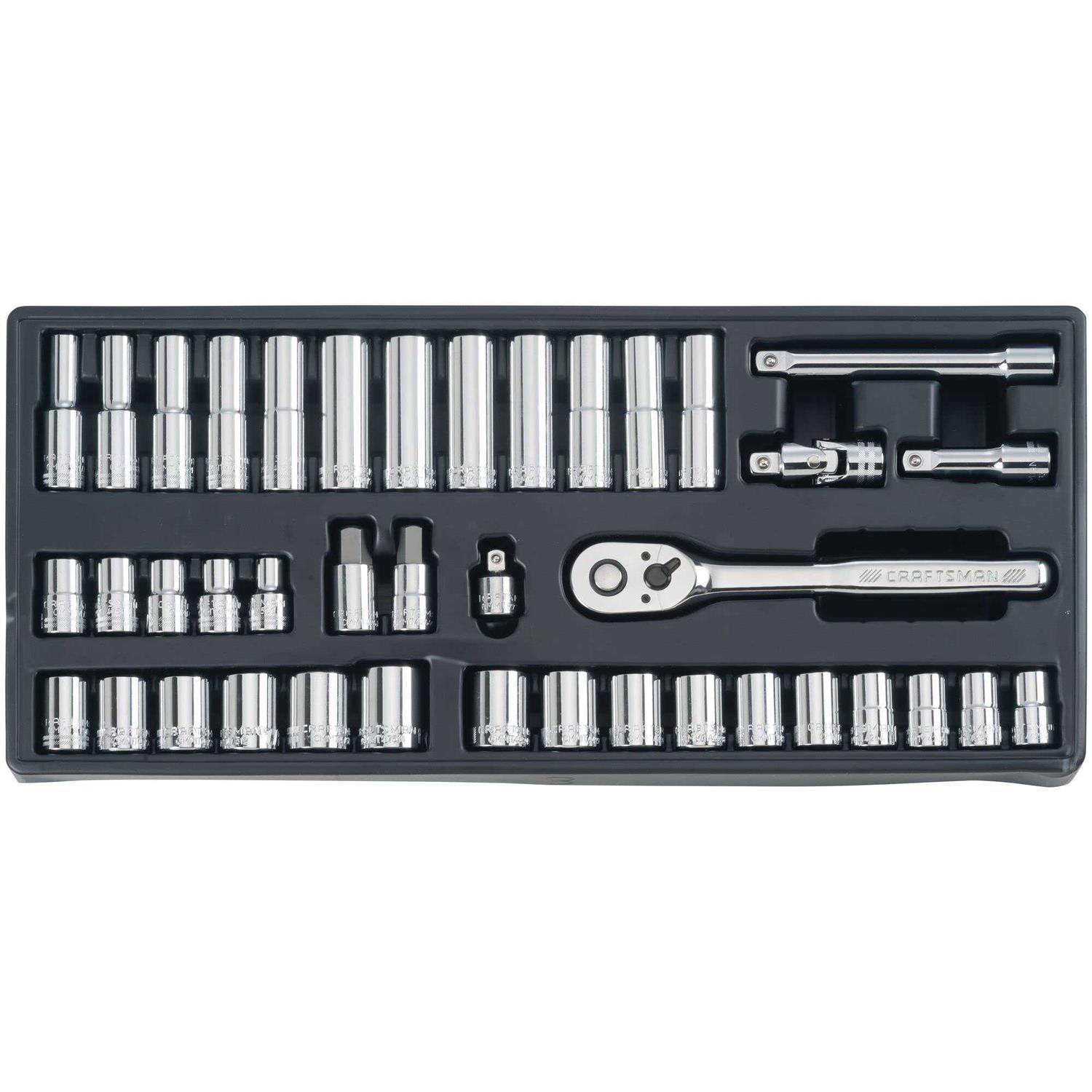 Craftsman 1/4 3/8 and 1/2 in. Drive Metric and SAE 6 and 12 Point Mechanic’s Tool Set 308 pc - Cheap Fitting