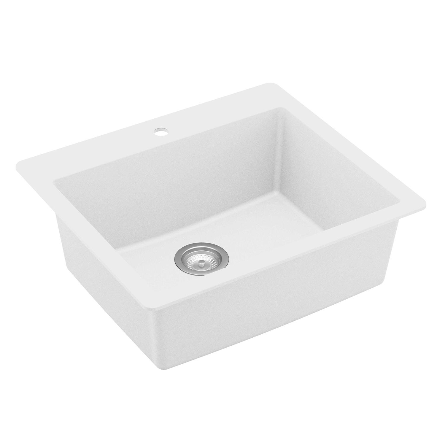 Karran QT 820 Quartz 25 In. Single Bowl Drop-In Kitchen Sink QT-820 - Cheap Fitting