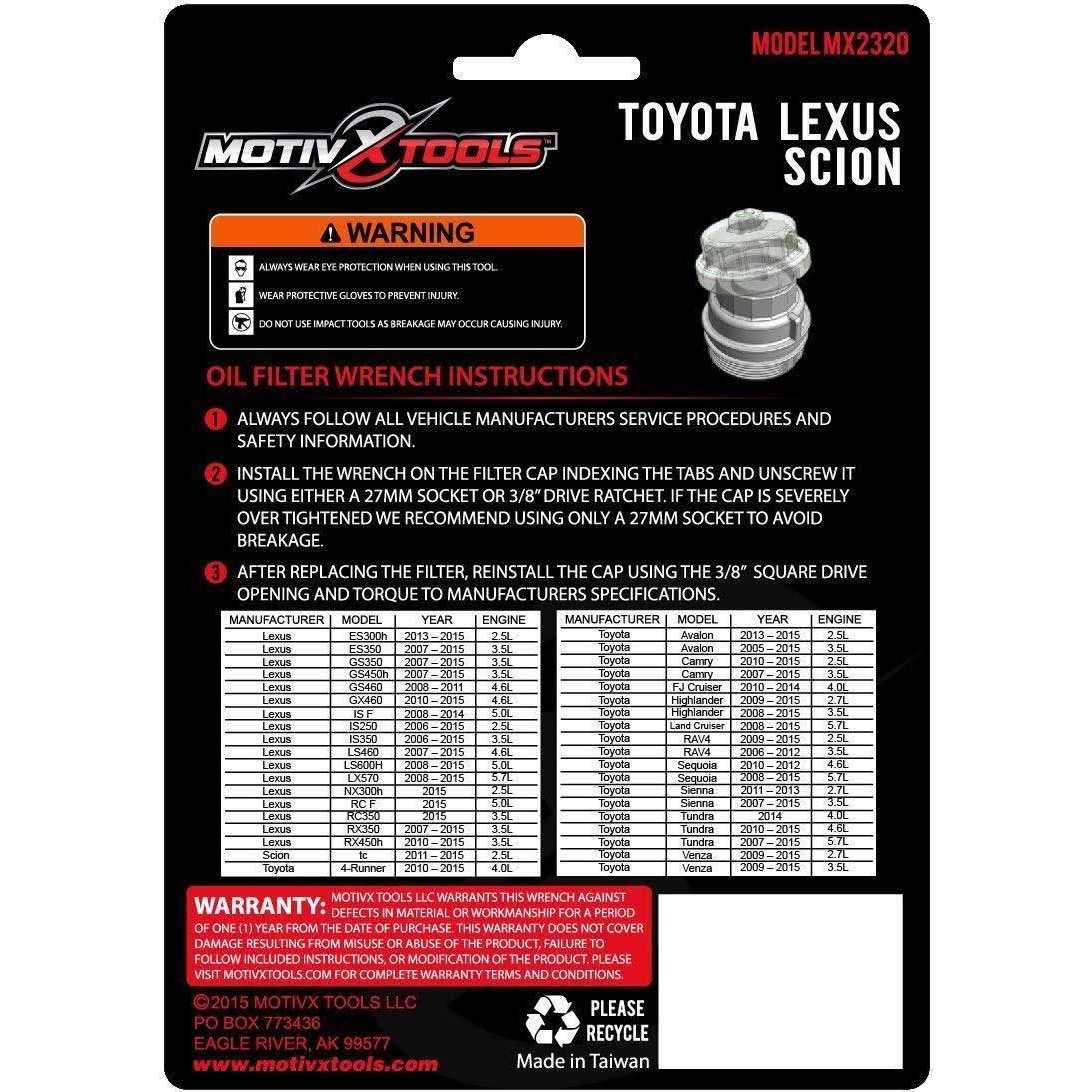 Motivx Tools Oil Filter Wrench for Toyota Camry Tundra Tacoma 4Runner RAV4 and More - Cheap Fitting
