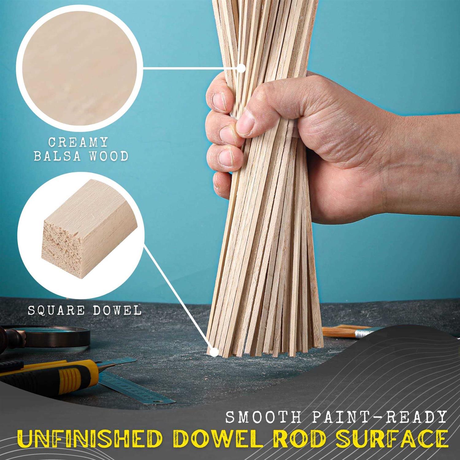 12” x Square Wood Dowel Rods Hardwood Square Sticks for DIY Projects - Cheap Fitting