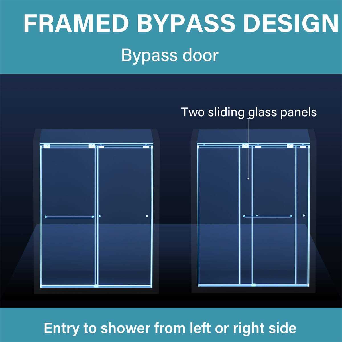 Exbrite 44-48 in. W x 70 in. H Sliding Shower Door Farme - Cheap Fitting