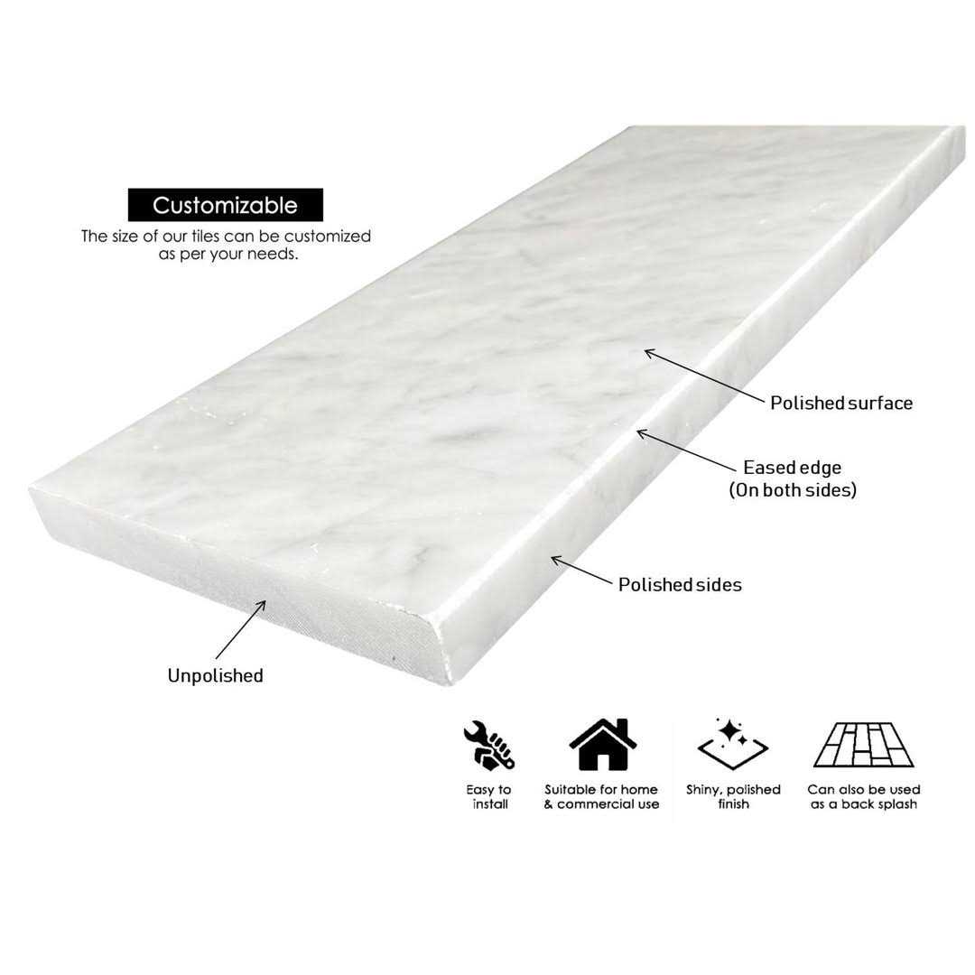 Carrara Marble Threshold Floor Use Tile TENEDOS - Cheap Fitting