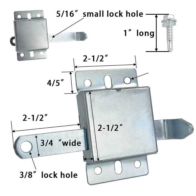 Generic Garage Door Side Lock Inside Deadlock for Most Garage Door Galvanized Steel -2pack - Cheap Fitting