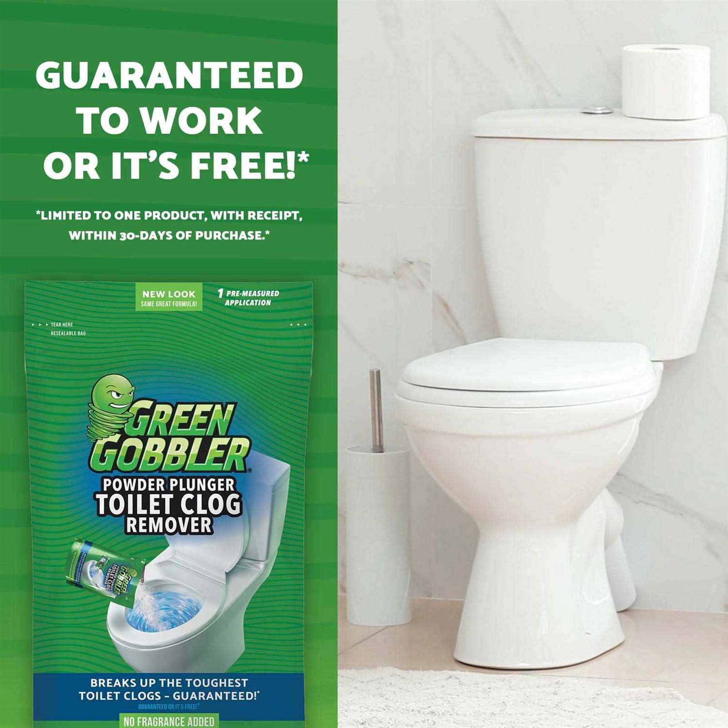 Green Gobbler Powder Plunger Toilet Clog Remover - Cheap Fitting