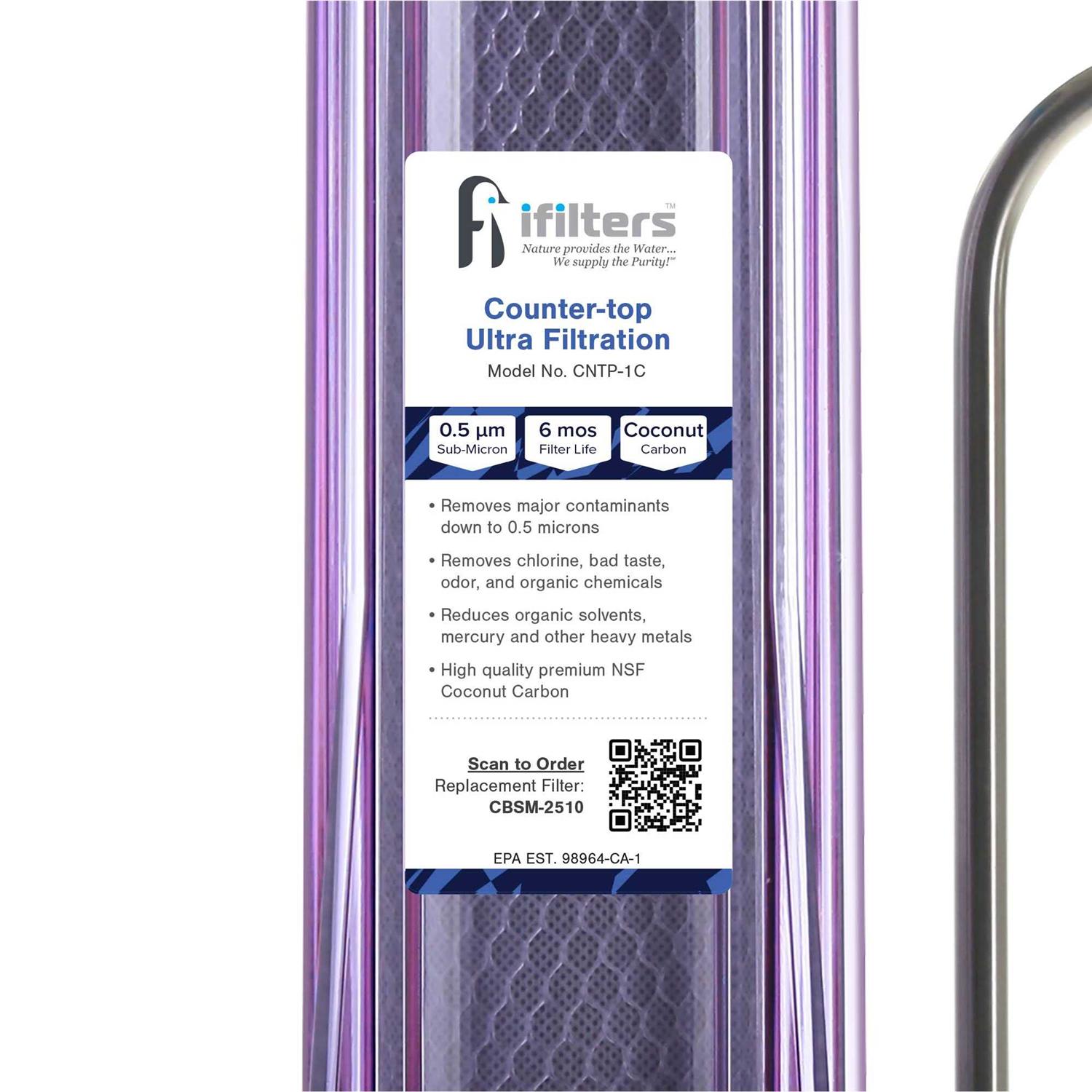 iFilters Countertop Ultra Drinking Water Filter for VOCs Cysts Pesticides Herbicides Chlorine Taste Odor - Cheap Fitting