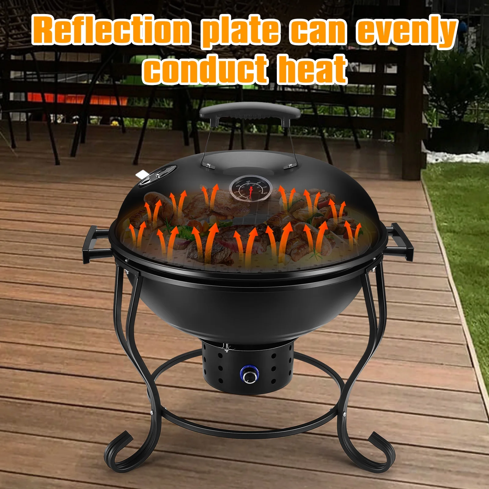 TOKTOO 17 inches Portable Charcoal Grill with Adjustable Fan, 2 in 1 Grill, Versatile Fire Pit for Camping & Outdoor Cooking - Cheap Fitting