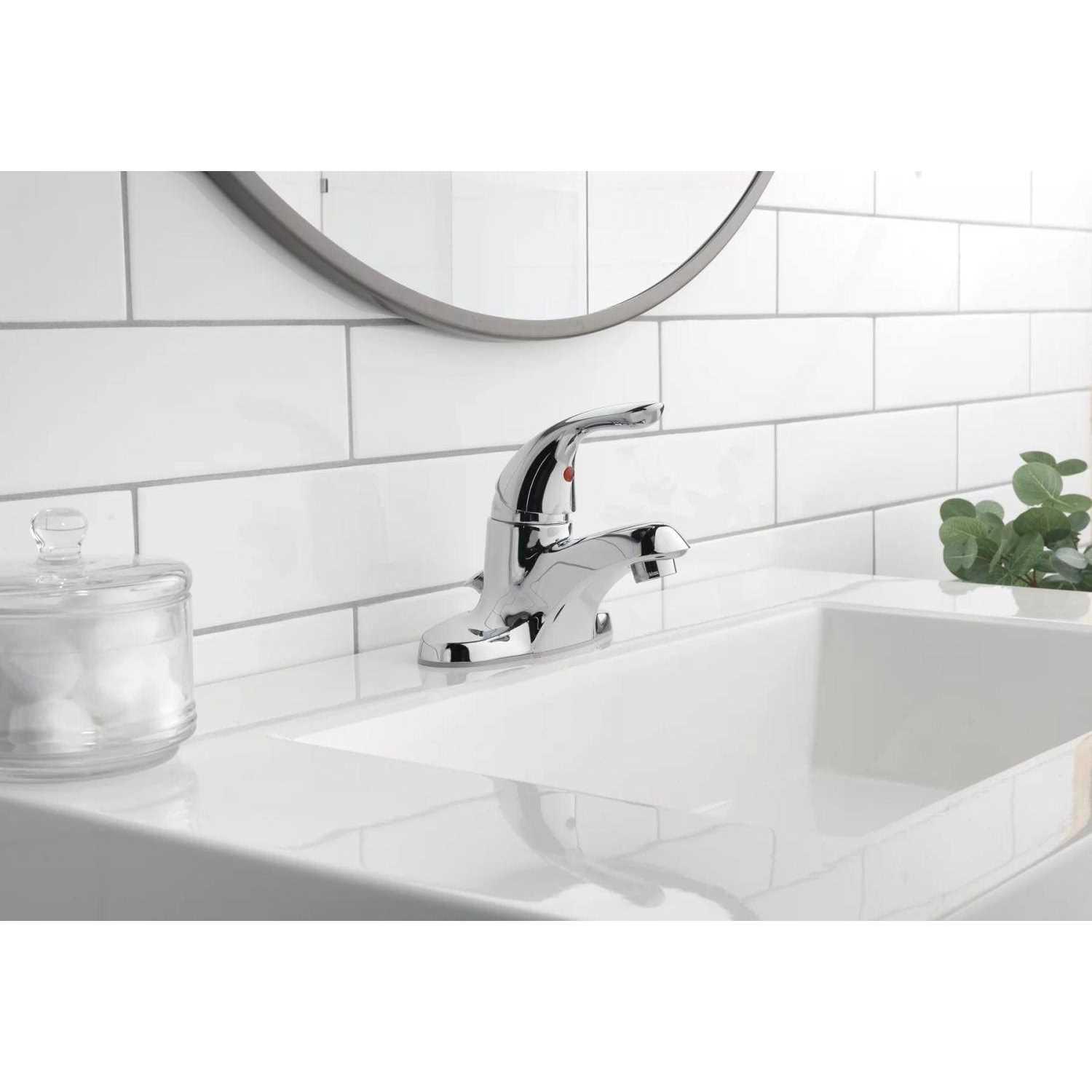 Mainstays 4 inch Centerset Single Handle Bathroom Faucet with Pop-up Assembly in Chrome - Cheap Fitting